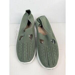 Green Knit Mesh Slip-On Flats Breathable Soft Sole Comfort Shoes Women EU 43 (11